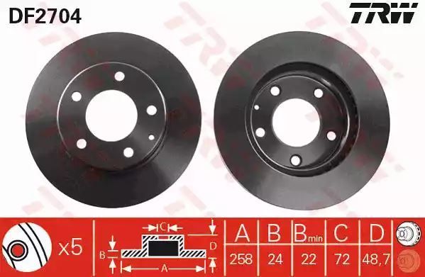 Tarcza hamulcowa przód Mazda 626 91- TRW DF2704