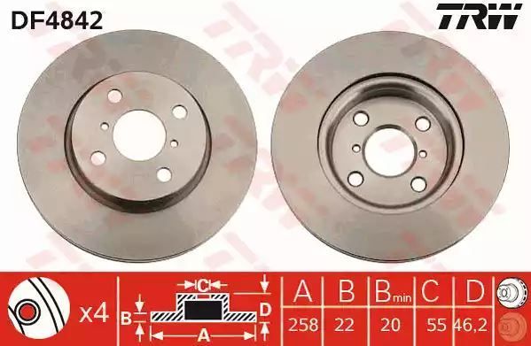 Tarcza hamulcowa przód Toyota YARIS TRW DF4842