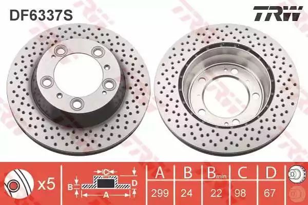 Tarcza hamulcowa tył Porsche BOXSTER 99-11 CAYMAN 09-13 TRW DF6337S