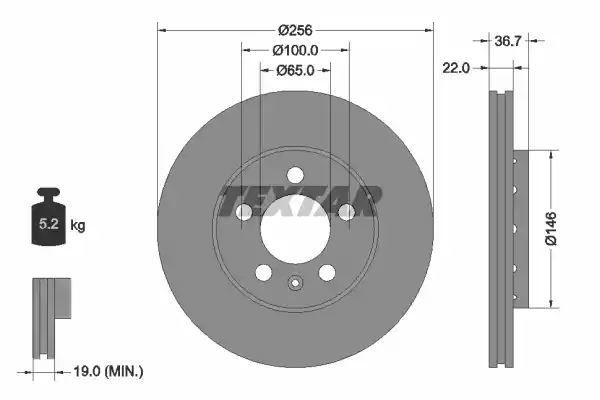 TARCZA HAM. VW P. GOLF 4/A3 Textar 92082205