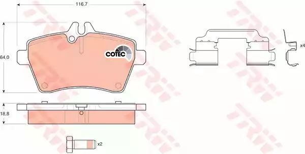 Klocki hamulcowe przód Mercedes W169 A-KLASA 04- W245 B-KLASA TRW GDB1630