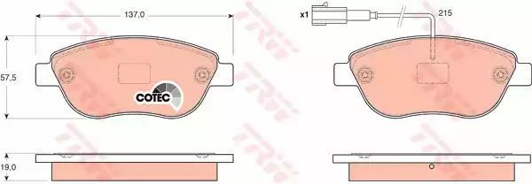 Klocki hamulcowe przód Fiat STILO 1,9D DOBLO 10- z czujnikiem TRW GDB1655