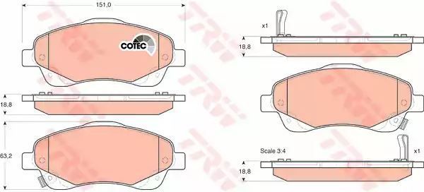Klocki hamulcowe przód Toyota AVENSIS COROLLA 03-09 z czujnikiem TRW GDB3336