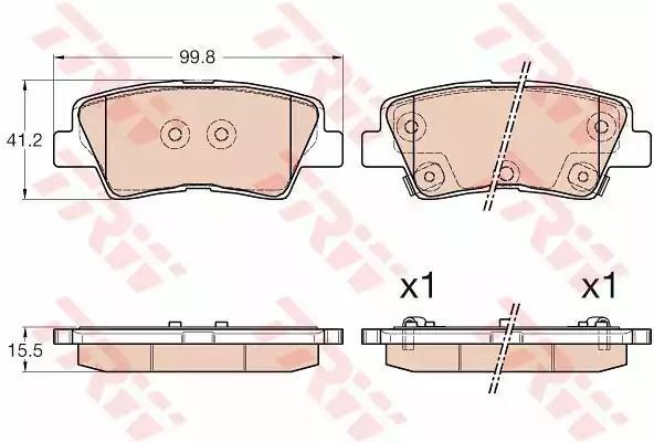 Klocki hamulcowe tył Hyundai I30 VELOSTER 1,4-1,6 11- z czujnikiem 99,8x41,2x15,5 TRW GDB3537