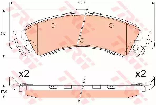 Klocki hamulcowe tył Chevrolet SILVERADO 1500 03-07 SUBURBAN 1500 99-06 TAHOE 99-06 TRW GDB4454