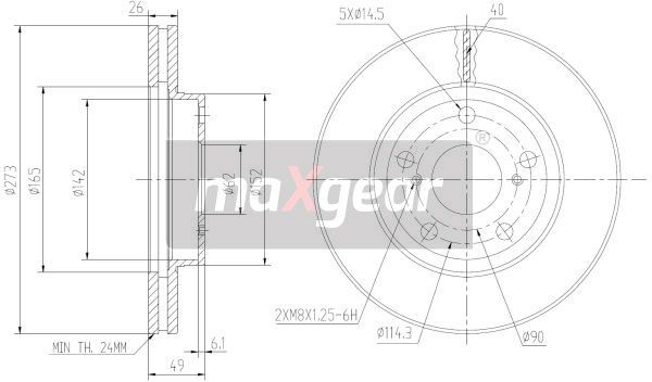 TARCZA HAMULCOWA PRZÓD TOYOTA AURIS Z POWŁOKĄ ANTYKOROZYJNĄ MaXgear 19-1867MAX