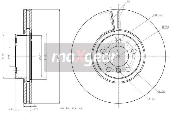TARCZA HAMULCOWA PRZÓD BMW X5 X6 07- 348MM Z POWŁOKĄ ANTYKOROZYJNĄ MaXgear 19-2005MAX