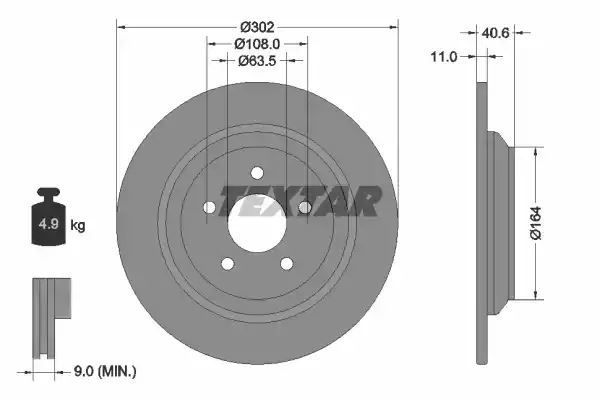 TARCZA HAM. FORD T. FOCUS 1,0-2,3 16- Textar 92292403