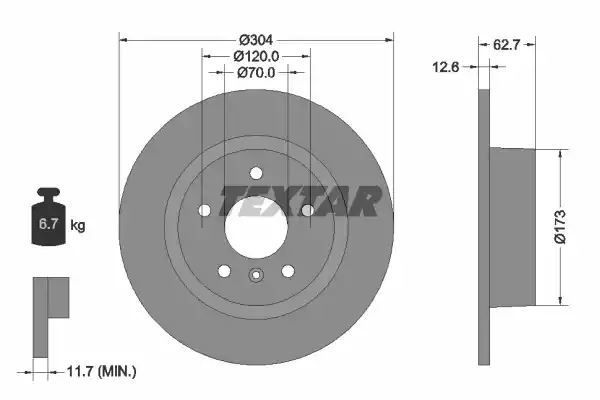 TARCZA HAM. LAND ROVER T. DISCOVERY/RANGE ROVER 2,5-4,6 4X4 94-12 Textar 92095203