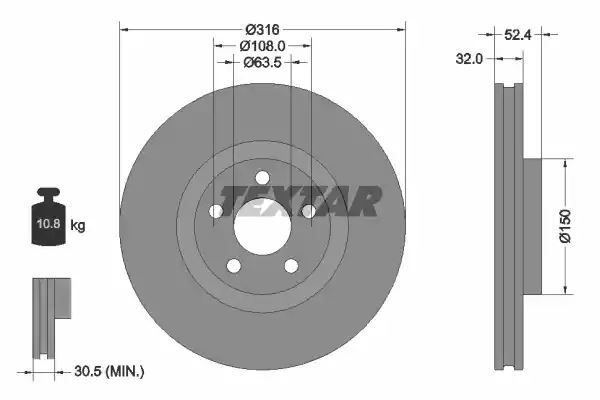 TARCZA HAM. FORD P. GALAXY/S-MAX 2,0 TDCI 15-18 Textar 92293603