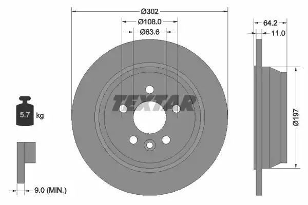 TARCZA HAM. LAND ROVER T. FREELANDER 2,0 SI4/2,2TD 4X4 06-14 Textar 92283003