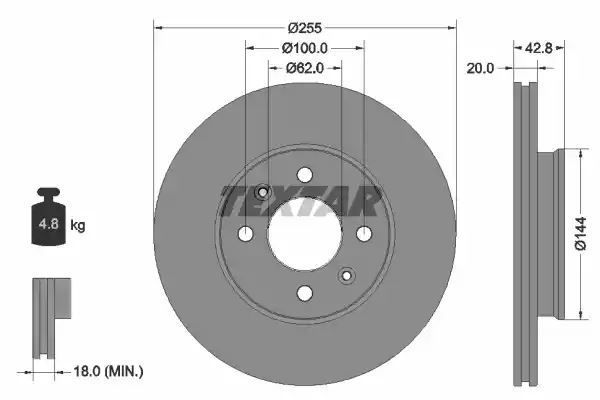 TARCZA HAM. KIA P. PICANTO 1,0-1,2 17- Textar 92295403