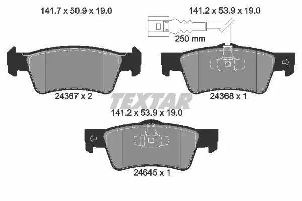 KLOCKI HAM. VW T. TOUAREG 2,5 R5 TDI 06-10 1 CZUJNIK Textar 2436704