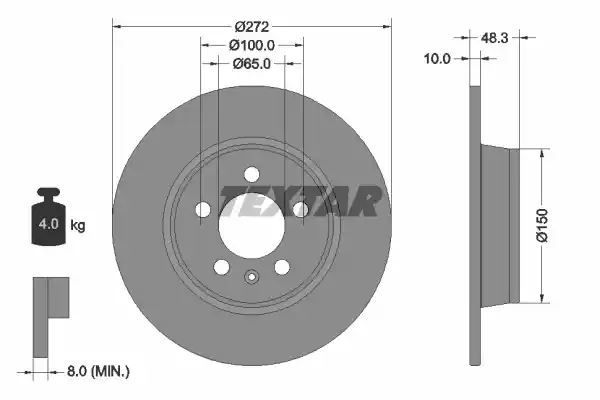 TARCZA HAM. AUDI T. A1 1,0-1,8 TFSI 14-18 Textar 92292003