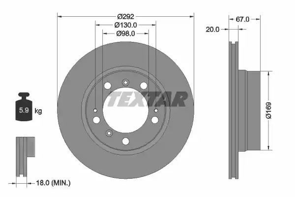 TARCZA HAM. PORSCHE T. BOXSTER 2,5/2,7 96-04 Textar 92088907