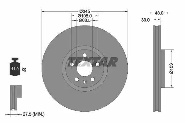 TARCZA HAM. VOLVO P. S90/V90/XC60/XC90 2,0 14- Textar 92289805