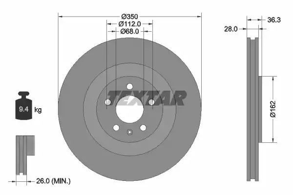 TARCZA HAM. AUDI T. Q7 3,0-4,0 TDI 15- Textar 92290405