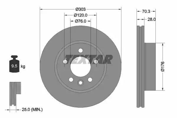 TARCZA HAM. VW P. CRAFTER 2,0 TDI 16- Textar 92288403