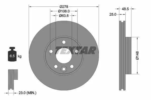 TARCZA HAM. VOLVO P. V40 1,5-2,5 12- Textar 92292303