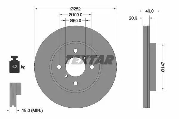 TARCZA HAM. SUZUKI P. SWIFT 1,2/1,3 DDIS 10-  Textar 92292903