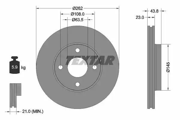 TARCZA HAM. FORD P. FIESTA 1,0-1,1/1,5 TDCI 17- Textar 92292703