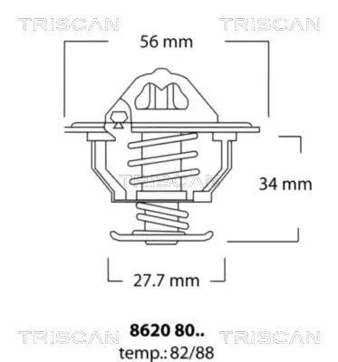 TERMOSTAT SUBARU 88C TOYOTA/MITSUBISHI/LEXUS Triscan 86208088