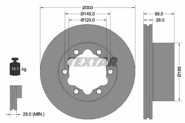 TARCZA HAM. VW T. CRAFTER 2,0 TDI 16- Textar 92295303