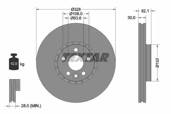 TARCZA HAM. VOLVO P. XC60 2,0-3,2 08-17 Textar 92196305
