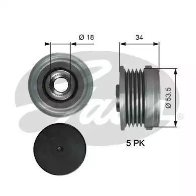 KOŁO PASOWE ALTERNATORA CHEVROLET CRUZE  1.4 , CHEVROLET TRAX  1.4 , OPEL ASTRA  1.4 , OPEL ASTRA GTC  1.4 , OPEL CASCADA  1.4 , OPEL CORSA Gates OAP7202