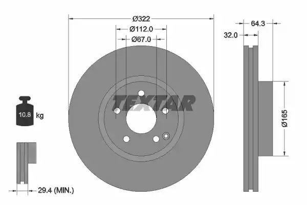 TARCZA HAM. DB P. W204/W212/C207/R172 1,8-3,5 07- Textar 92163505