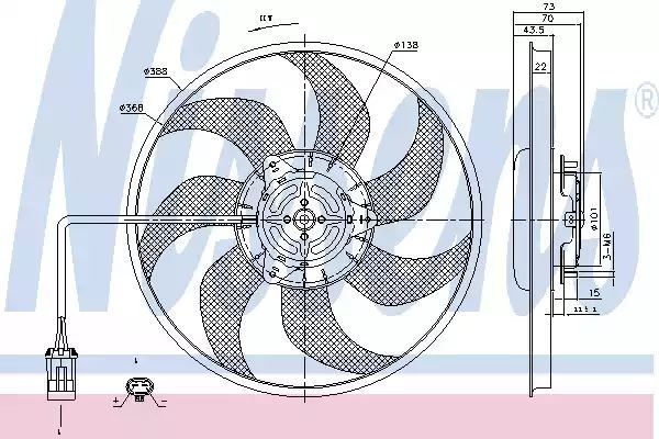 WENTYLATOR CHŁODNICY CHEVROLET SAIL (08-), OPEL COMBO (00-), OPEL CORSA C (00-), OPEL TIGRA B (04-), VAUXHALL COMBO (00-), VAUXHALL CORSA C Nissens 85194